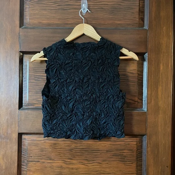 NWT Zara black textured high neck crop top size M - Picture 5 of 5
